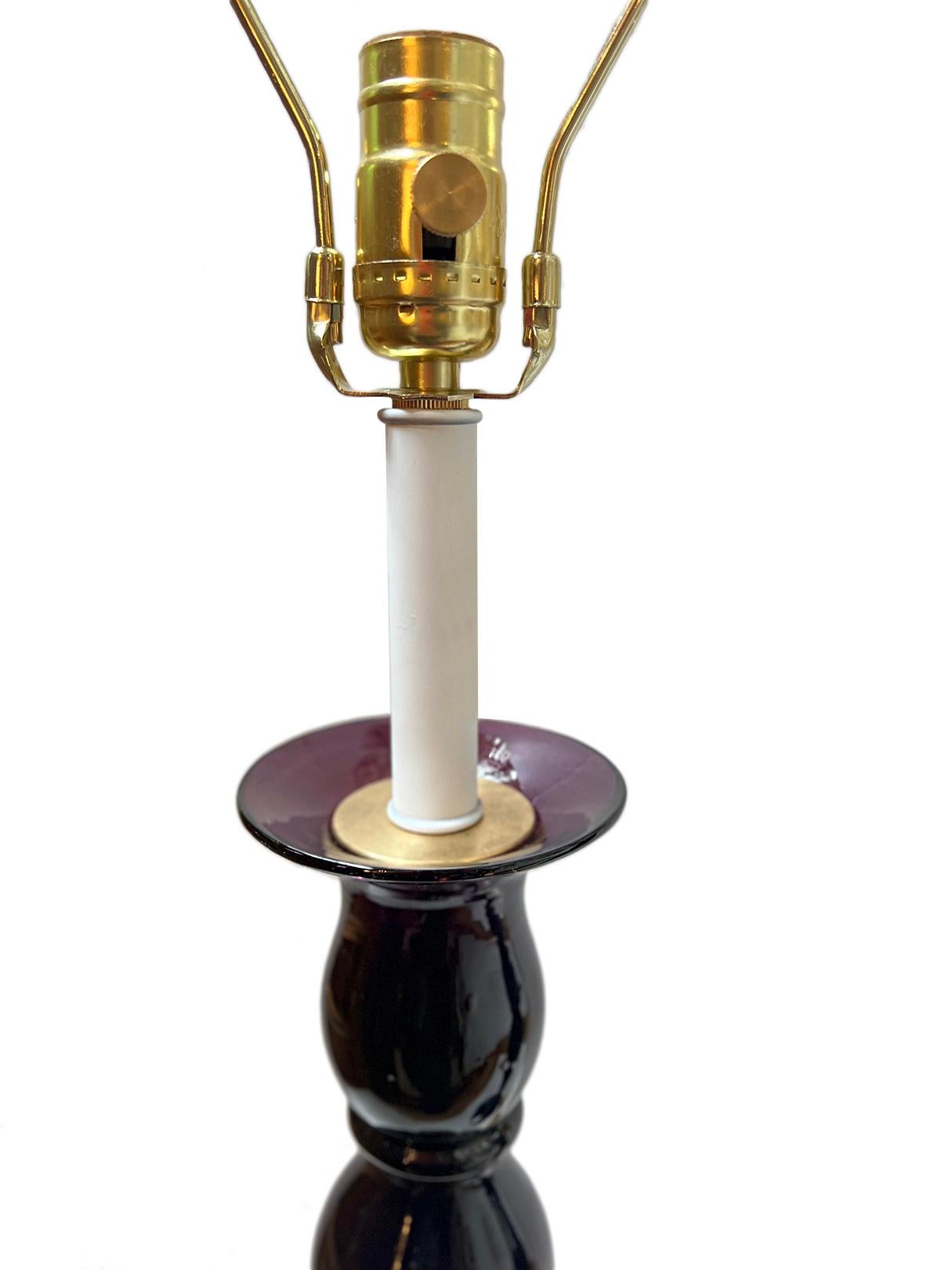 Mid-20th Century Pair of Glass Candlestick Table Lamps For Sale