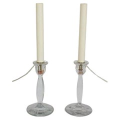 Pair of Glass Candlestick Table Lamps