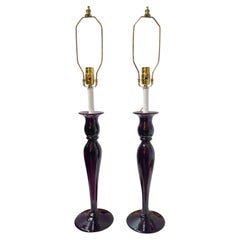 Pair of Glass Candlestick Table Lamps