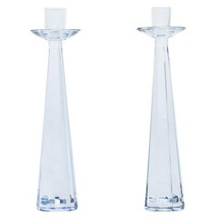 Pair of Glass Candlesticks by Strömbergshyttan
