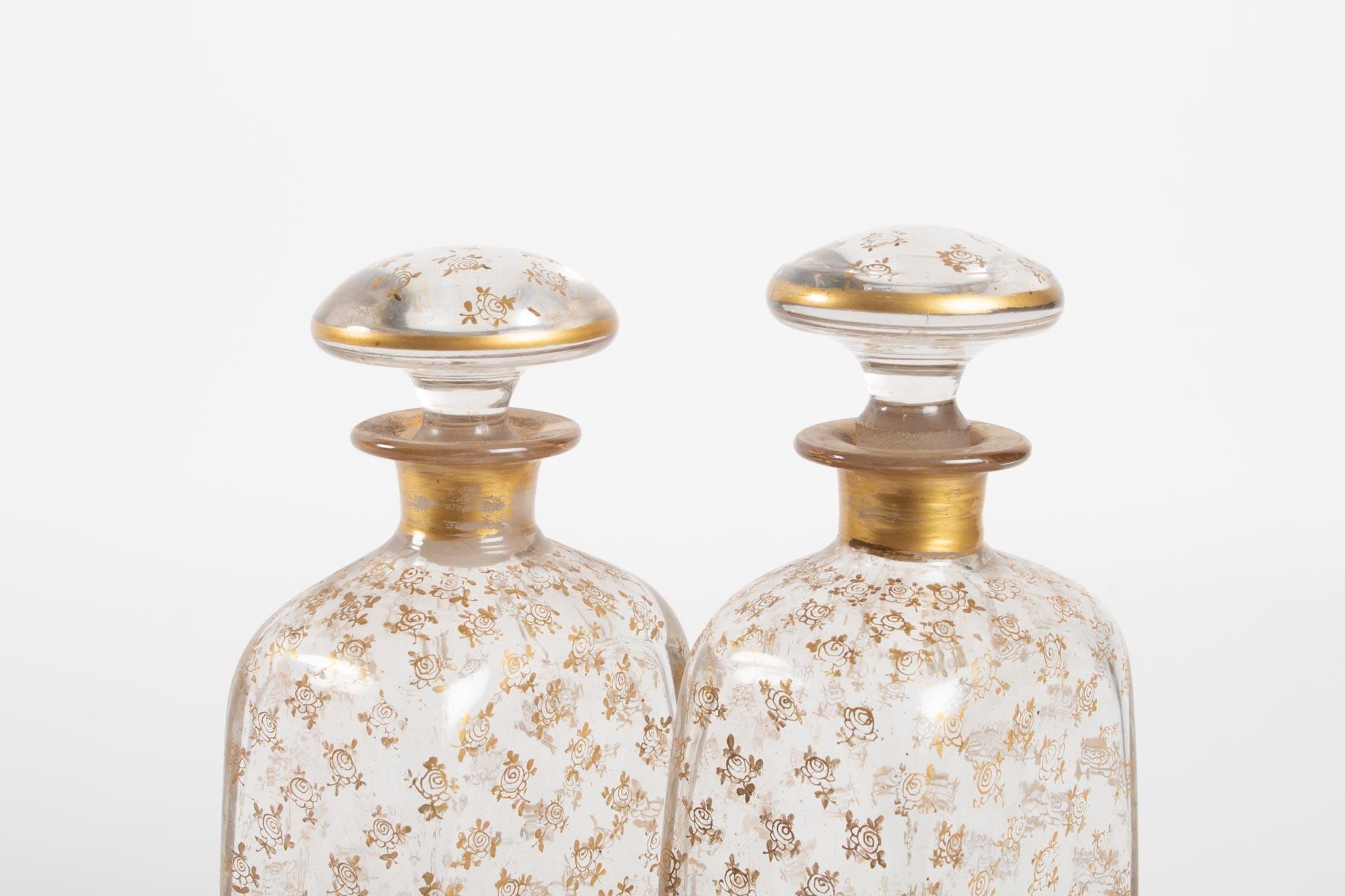 Pair of Glass Carafes, Decorated with Gold Patterns, Louis Philippe Period 4