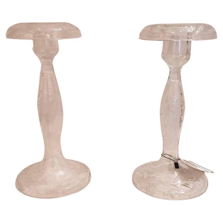 Paire de centres de table en verre