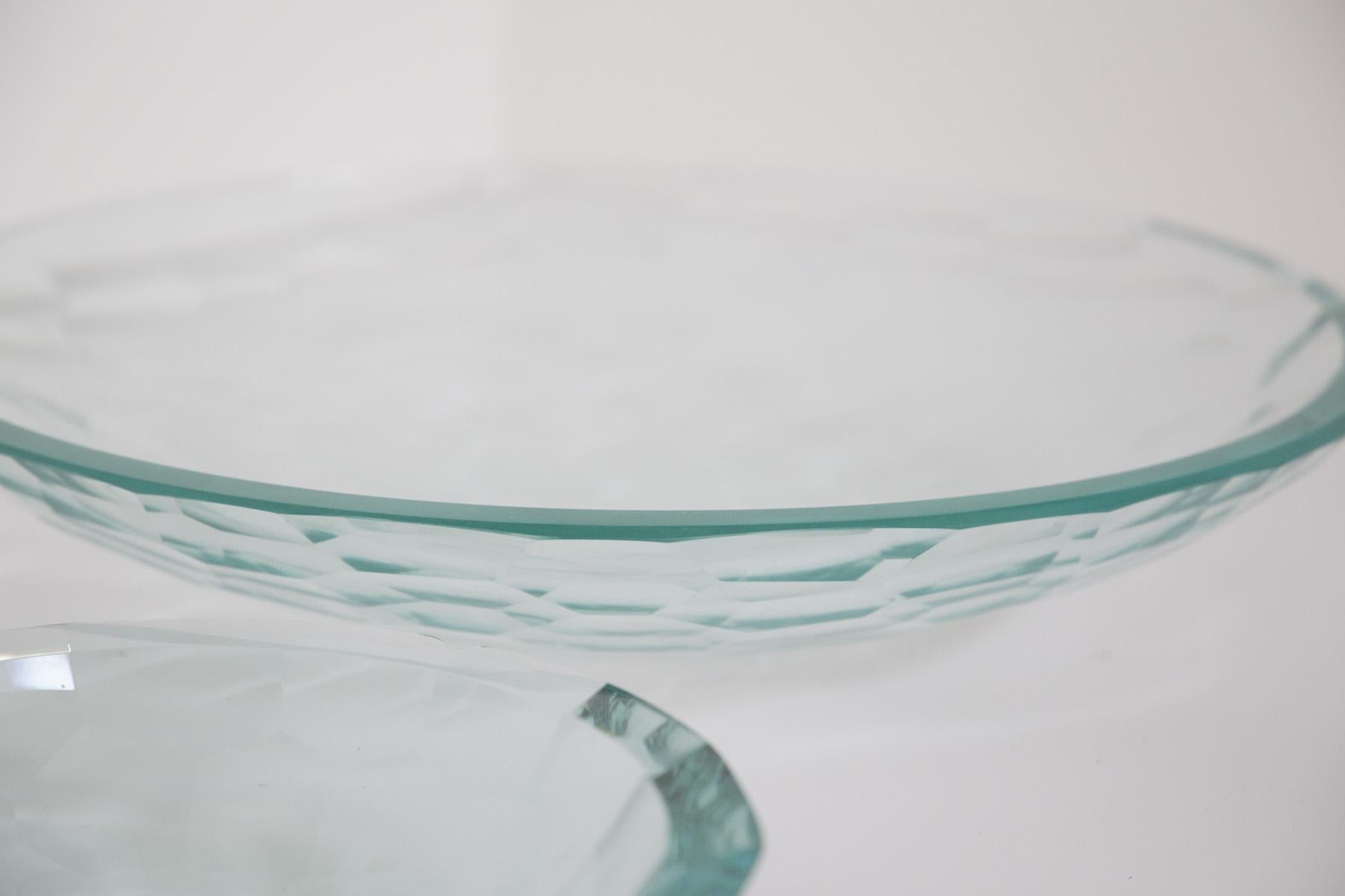 italien Paire de centres de table en verre dans le style de Fontana Arte en vente