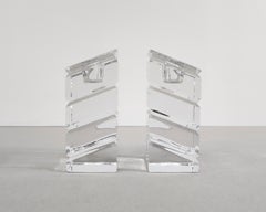 Pair of Glass Crystal Asymmetrical Candle Holders 80s