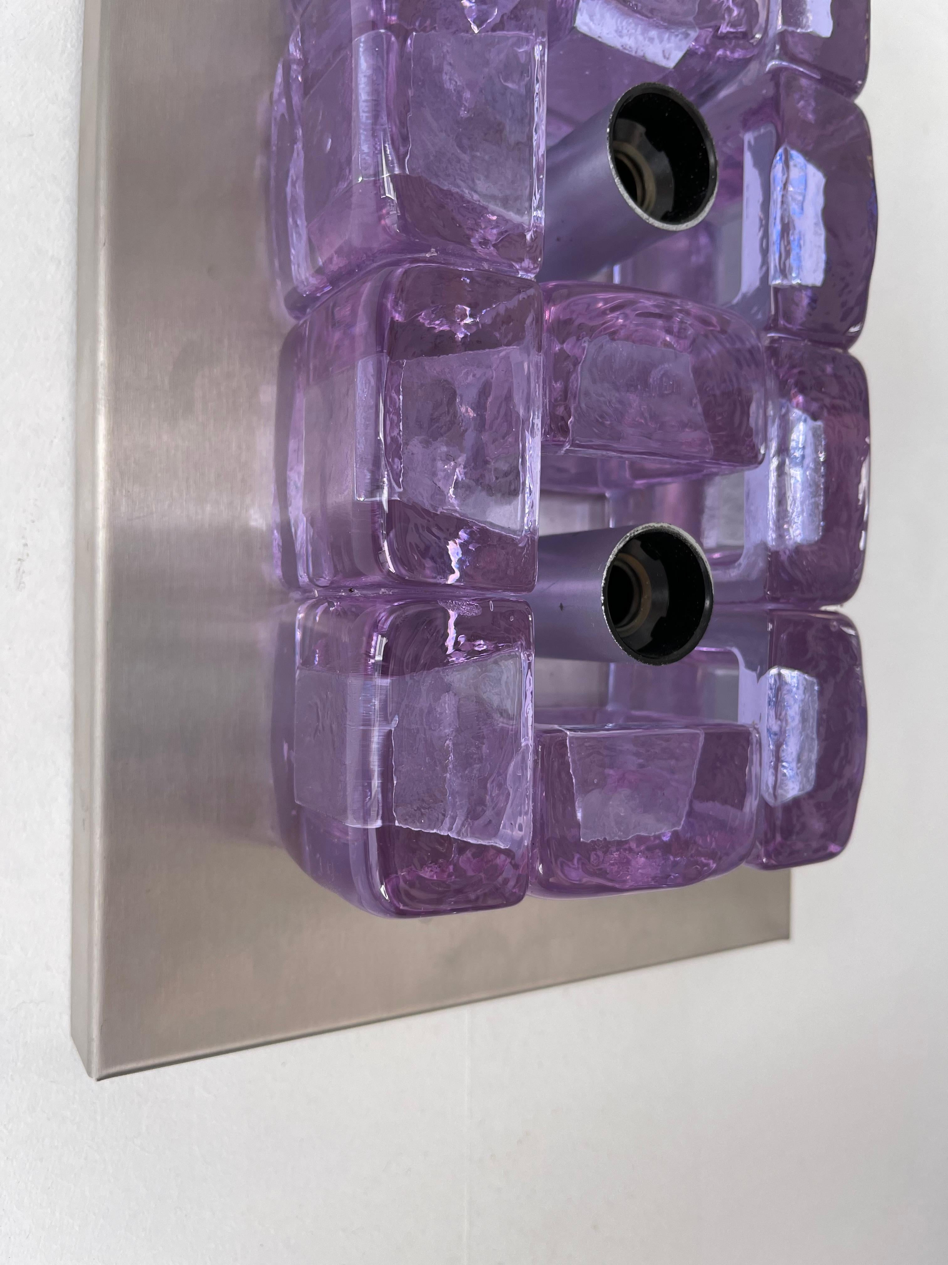 Pair of Glass Cube and Stainless Steel Sconces by Poliarte, Italy, 1970s For Sale 7