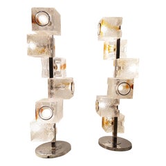 Pair of glass cube floor lamps by toni Zuccheri for VeArt, 1970s