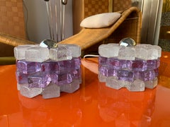 Pair of Glass Cube Lamps by Poliarte, Italy, 1970s