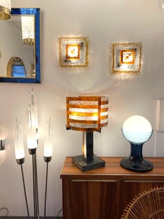 Paire d'appliques pyramidales à cubes en verre de Poliarte, Italie, 1970