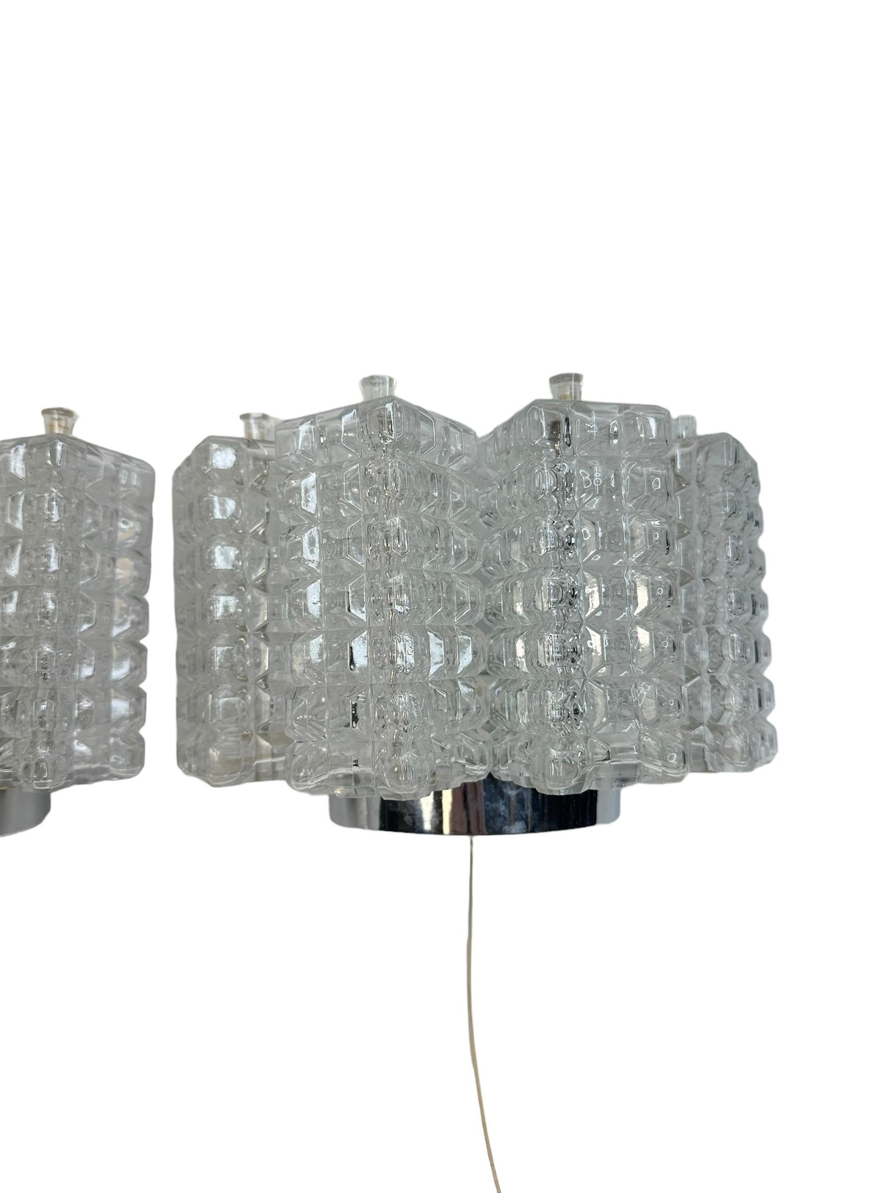 Industrial Pair of Glass Cube Sconces Wall Lights by Austrolux, Austria, 1960s For Sale