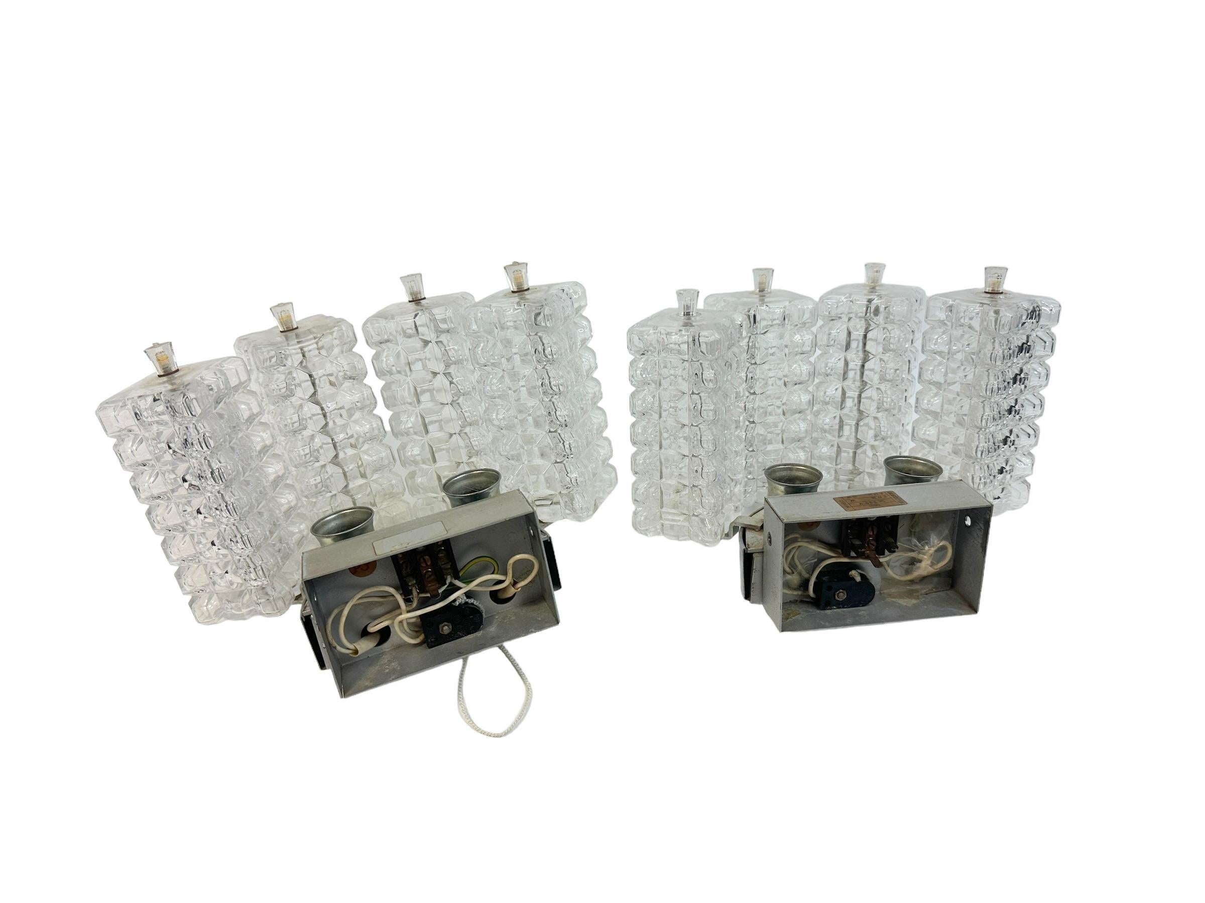 Pair of Glass Cube Sconces Wall Lights by Austrolux, Austria, 1960s In Good Condition For Sale In Nuernberg, DE
