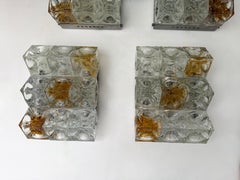 Pair of Glass Cube Stairs Metal Sconces by Poliarte, Italy, 1970s