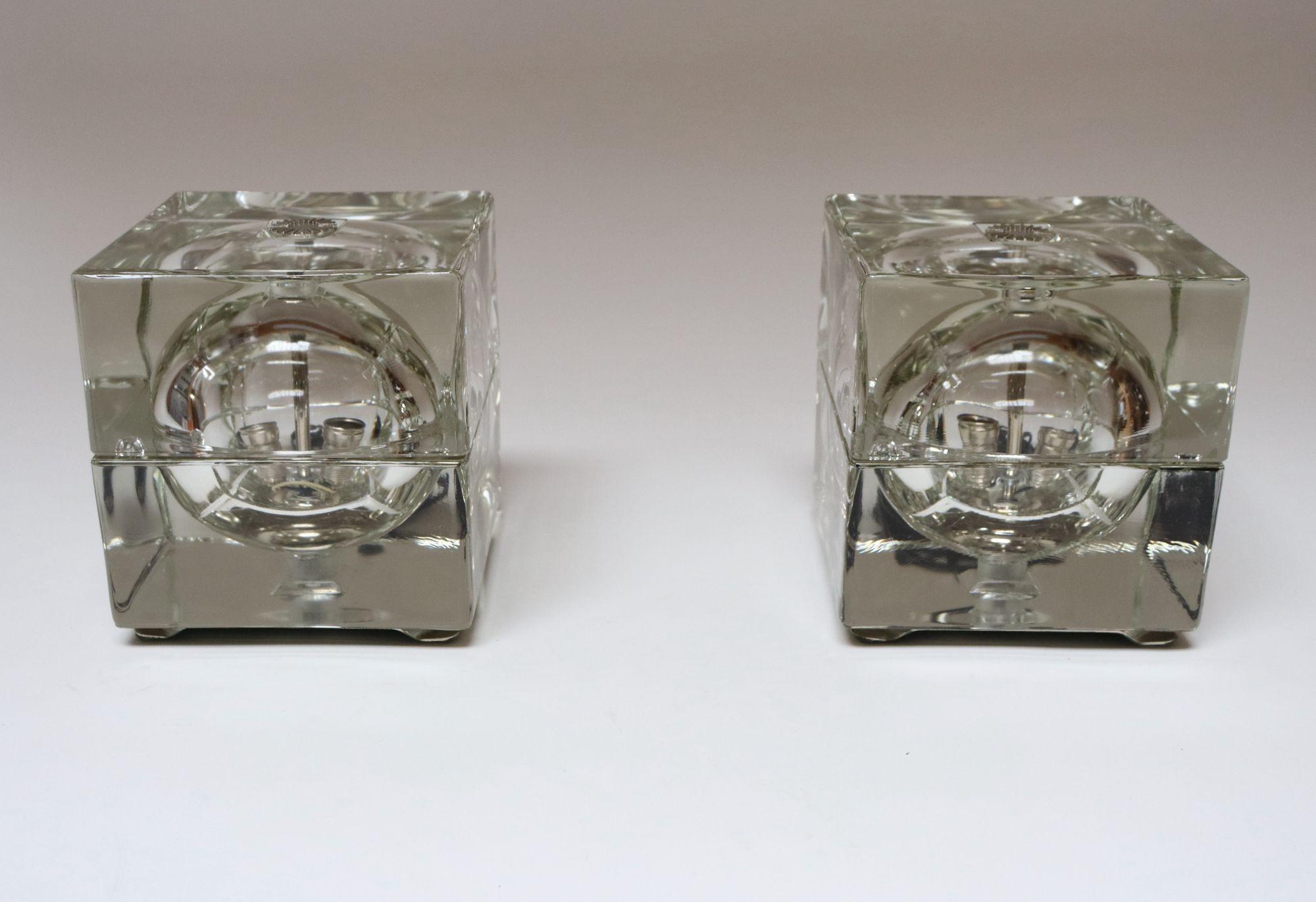 Pareja de lámparas de sobremesa Cubosfera de cristal de Alessandro Mendini para Fidenza Vetraria en venta 12