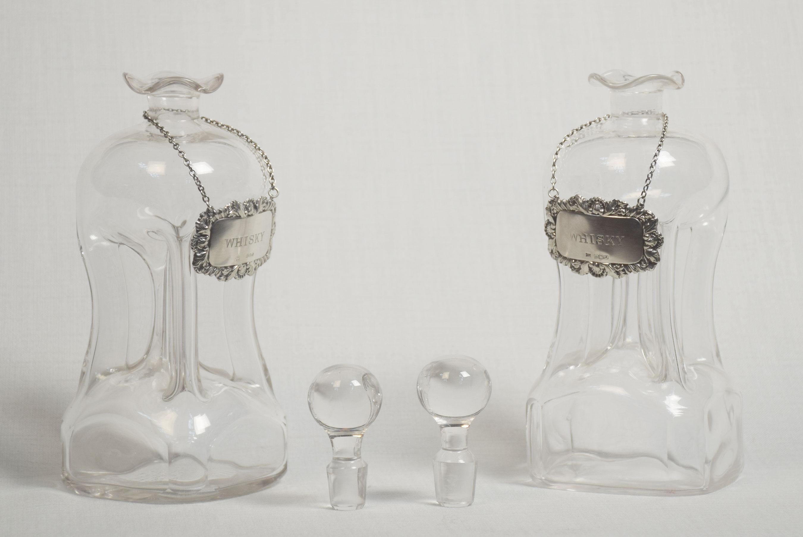 British Pair of Glass Decanters For Sale