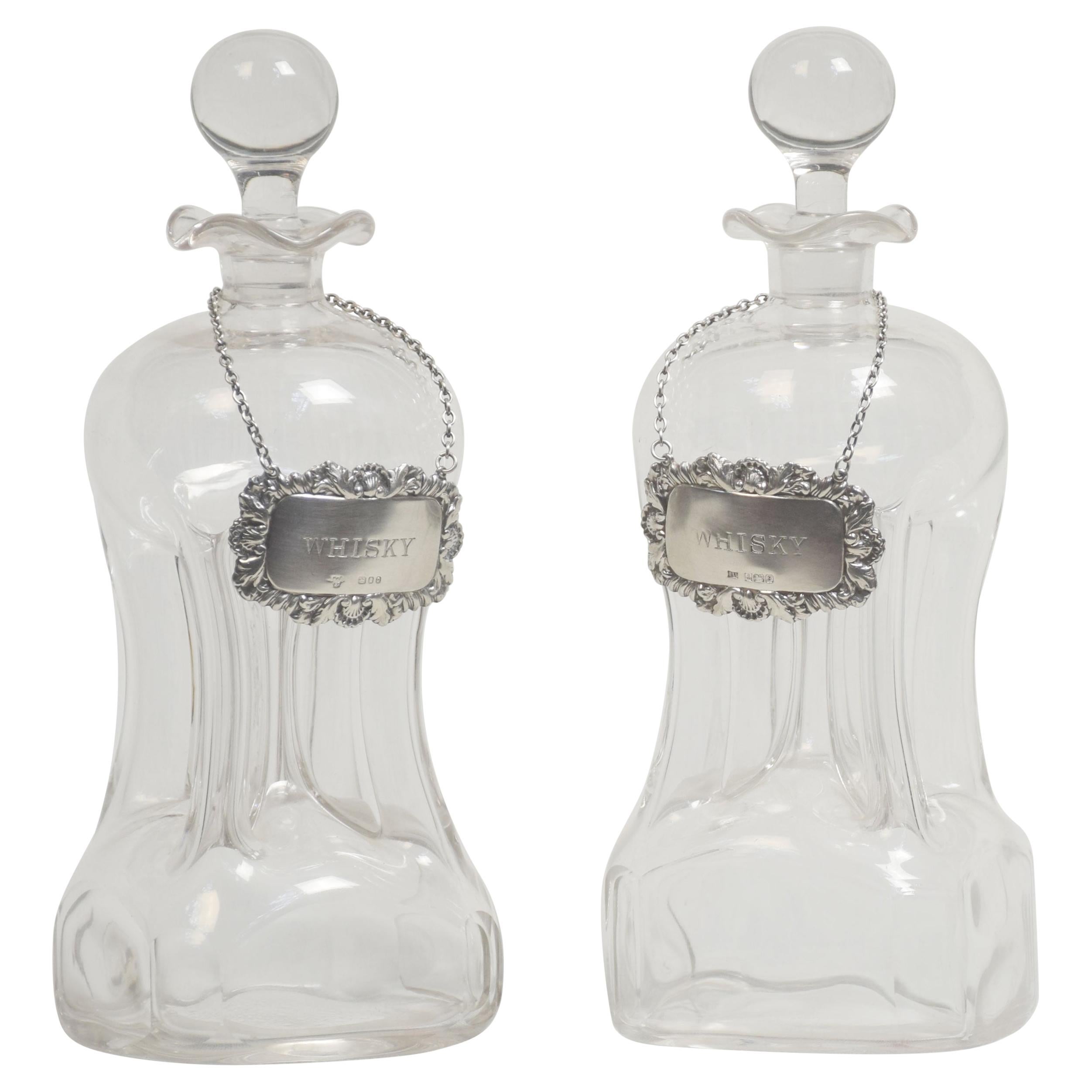 Pair of Glass Decanters For Sale