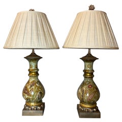 Pair of Glass Decoupage Table Lamps