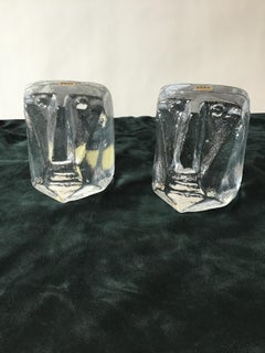 Pair of Glass Face Bookends by Erik Hoglund