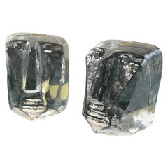 Pair of Glass Face Bookends by Erik Hoglund