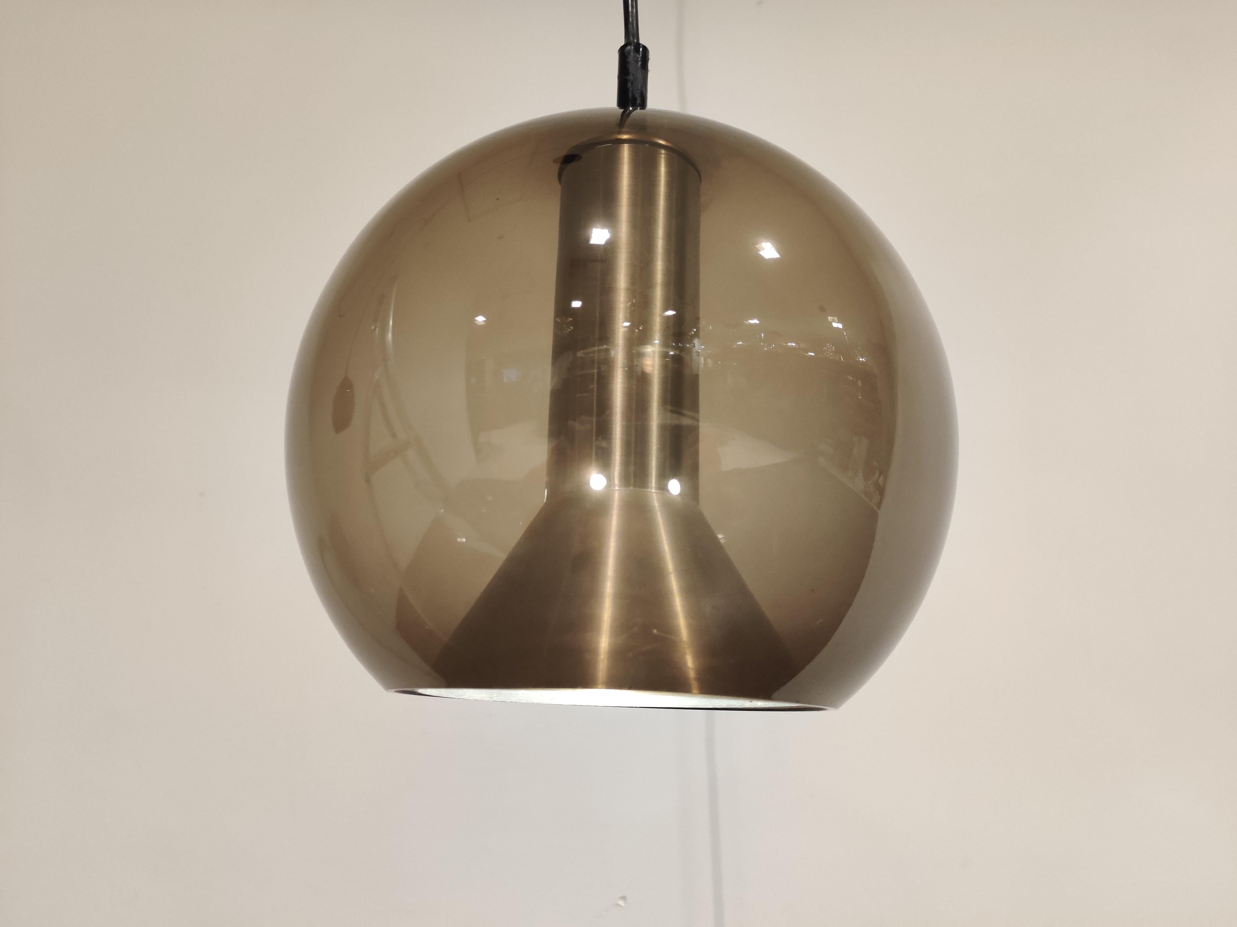 Mid-20th Century Pair of Glass Globe Pendant Lights by Frank Ligtelijn for Raam, 1960s