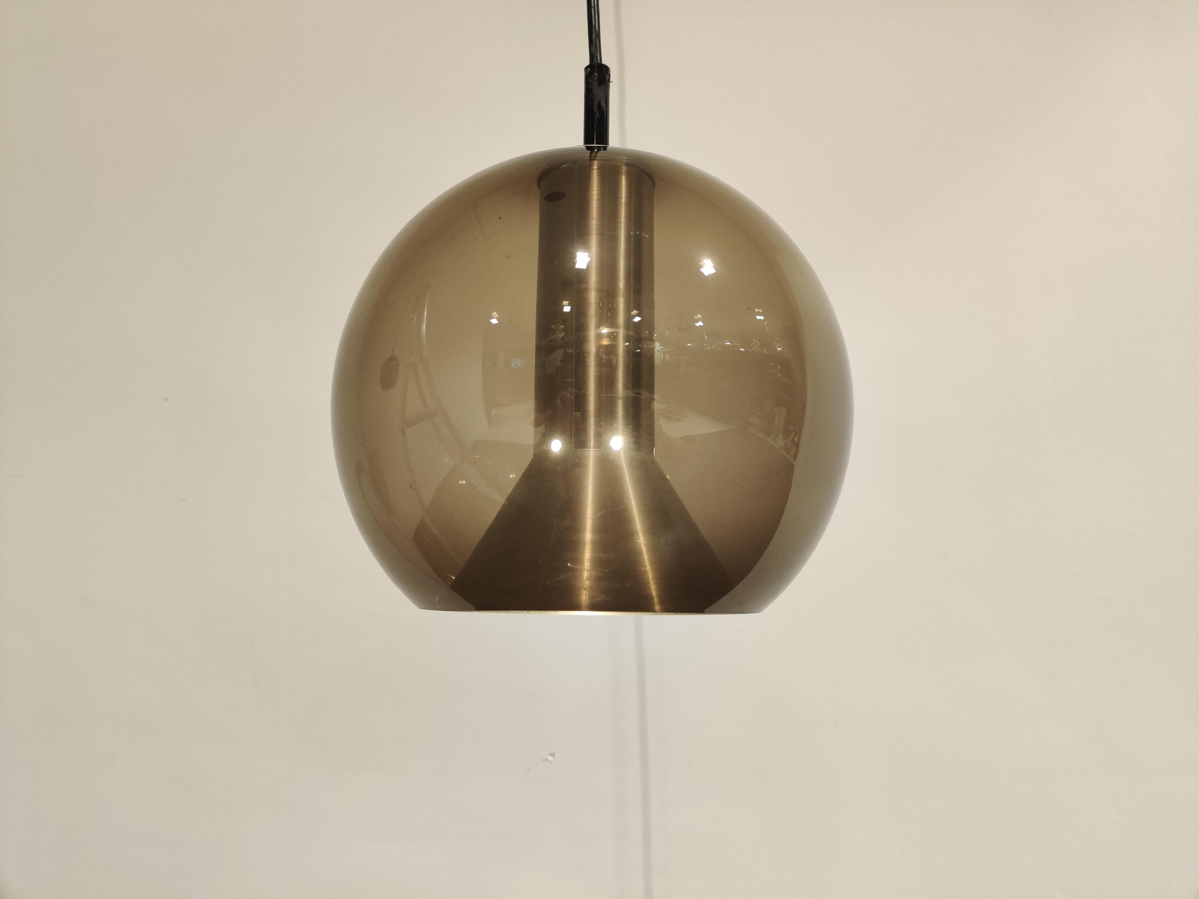 Pair of Glass Globe Pendant Lights by Frank Ligtelijn for Raam, 1960s 1