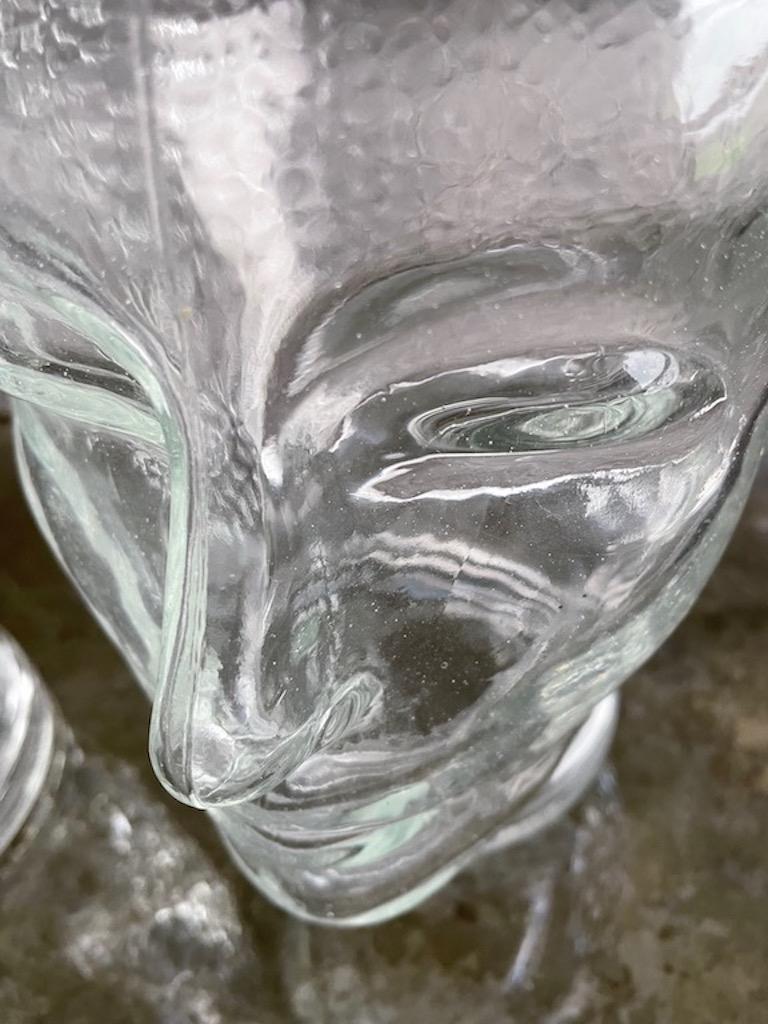 Molded Pair of glass hat heads For Sale