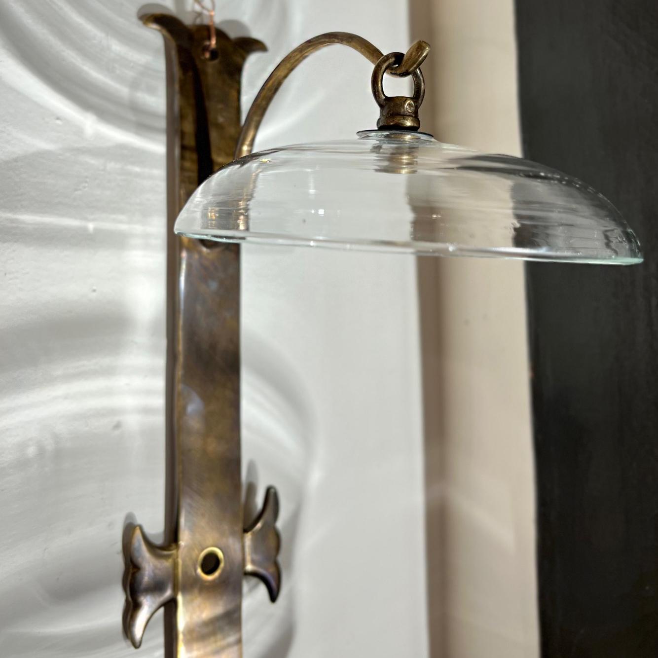 English Pair of Glass Hurricane Sconces For Sale