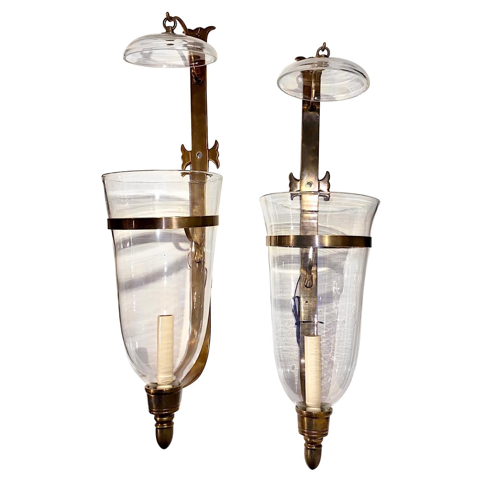 Pair of Glass Hurricane Sconces