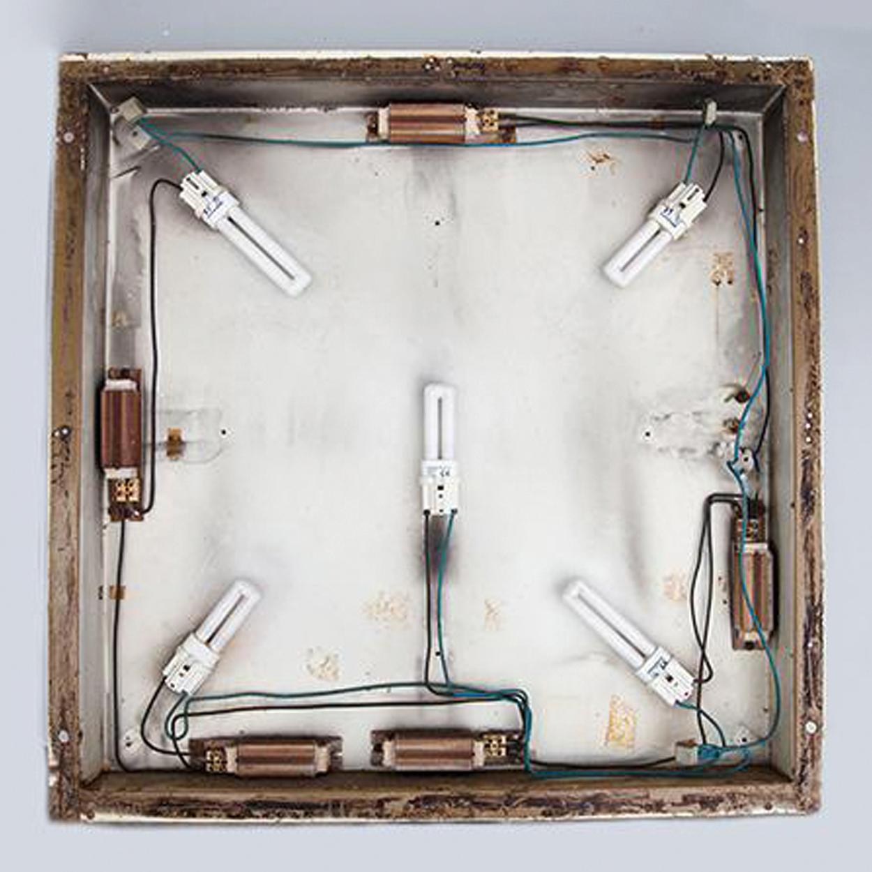 Mid-20th Century Pair of Glass Inlay Brutalist Wall Fixtures, 1950s For Sale