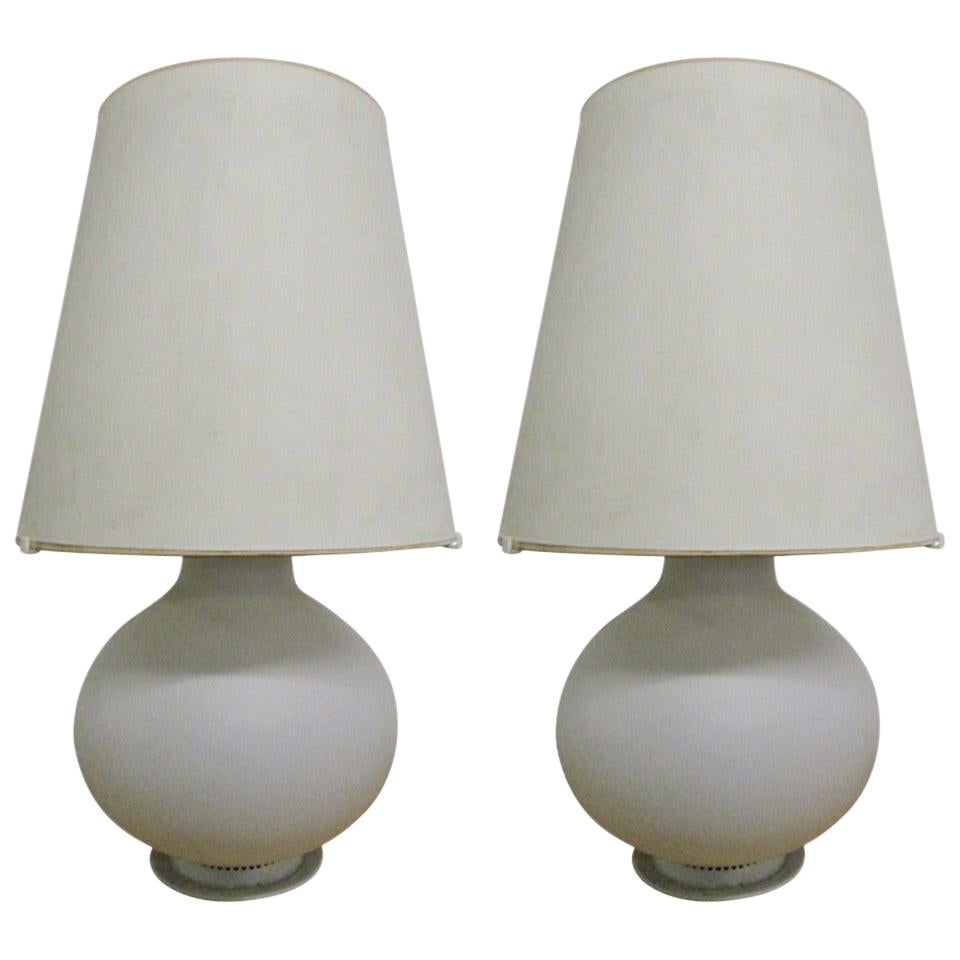 Pair of Glass Lamps by Max Ingrand for Fontana Arte For Sale