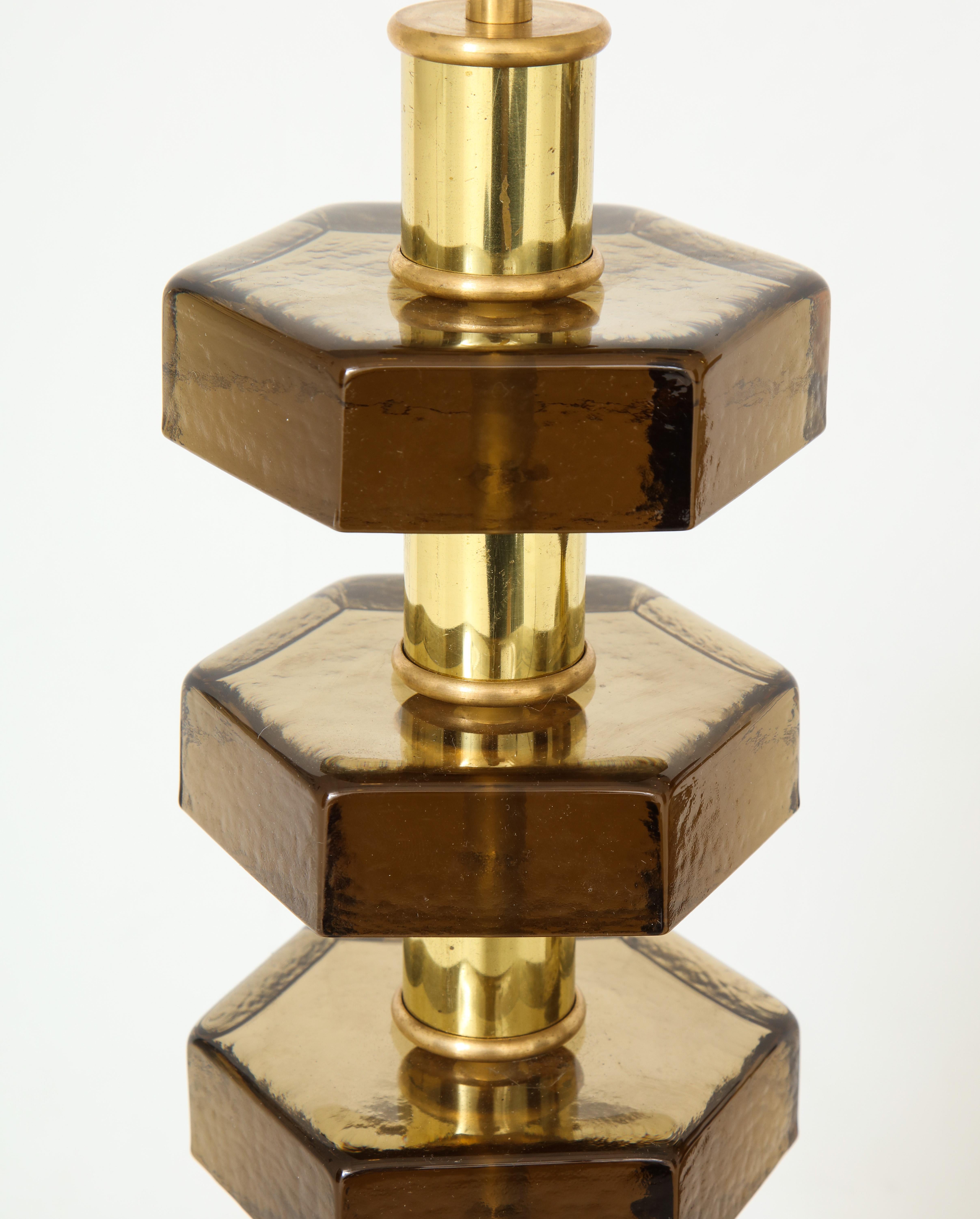Late 20th Century Pair of Glass Lamps in the Style of Jacques Adnet