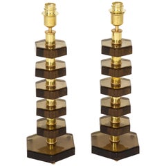 Pair of Glass Lamps in the Style of Jacques Adnet