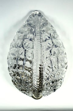 Pair of glass leaf shaped Orrefors sconces, Carl Fagerlund Sweden 1970