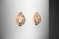 Pair of Glass Leaf Wall Lamps by Fritz Kurz, Sweden Mid-20th Century