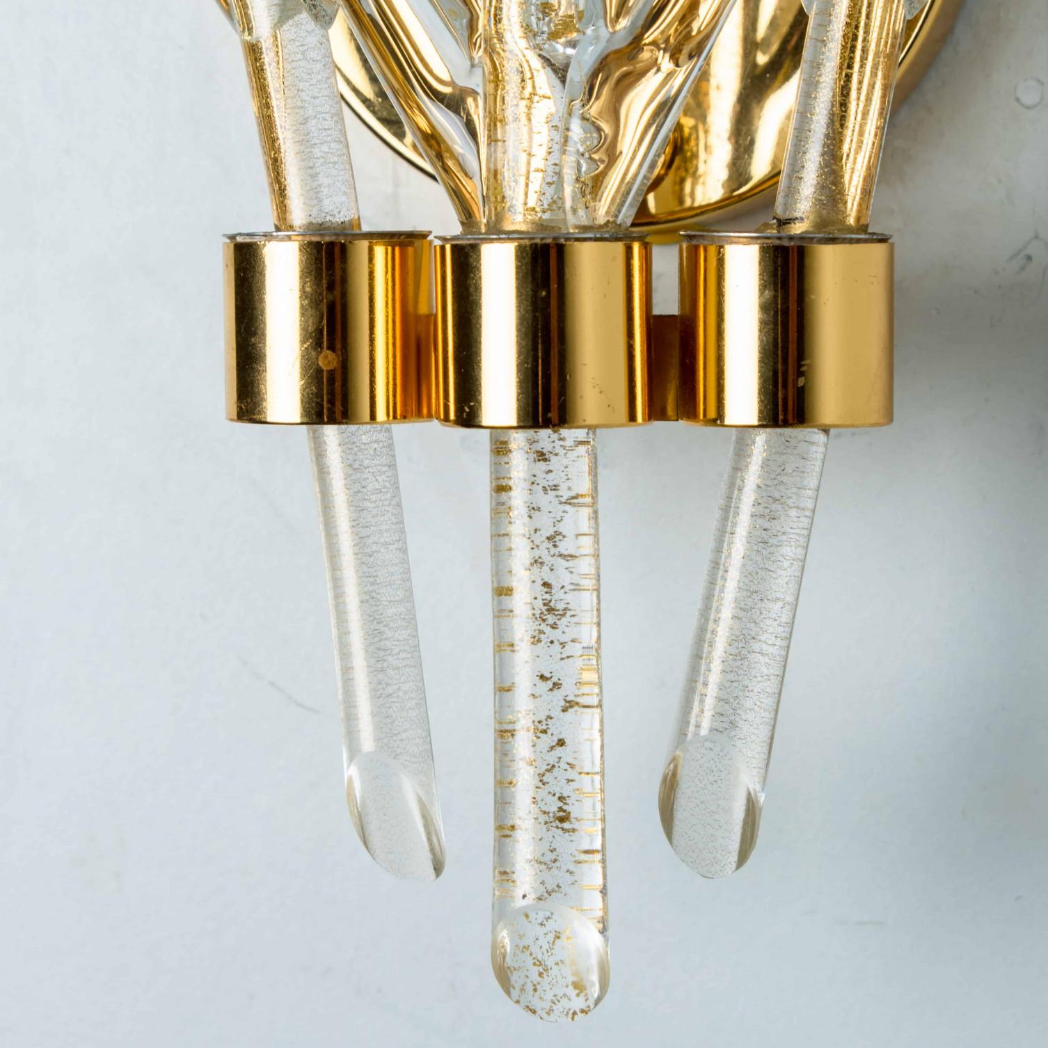 Paire d'appliques murales en feuilles de verre mi-siècle, style Barovier, 1960 en vente 3