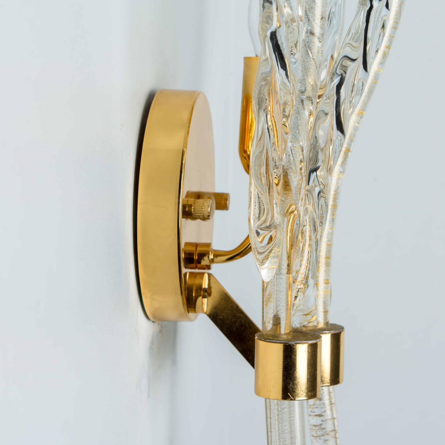 Paire d'appliques murales en feuilles de verre mi-siècle, style Barovier, 1960 en vente 5