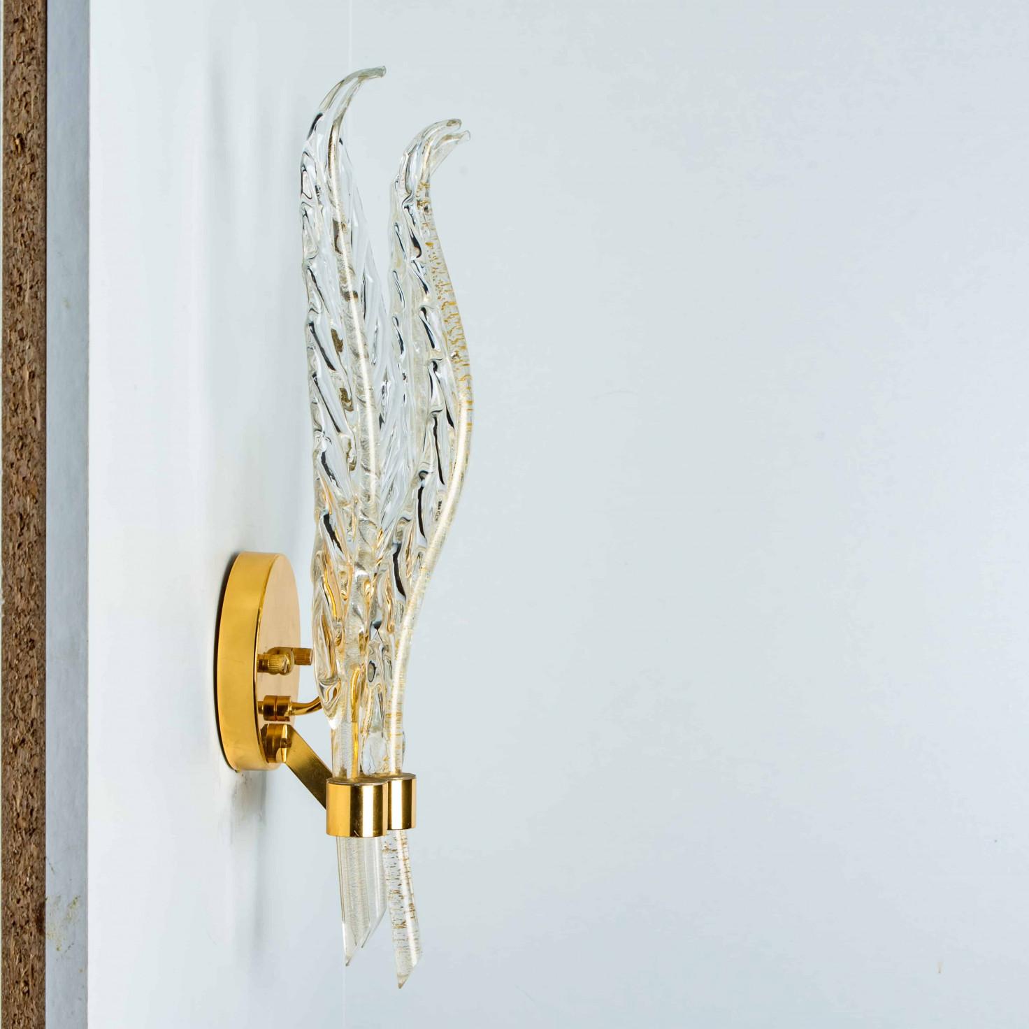 Paire d'appliques murales en feuilles de verre mi-siècle, style Barovier, 1960 en vente 6