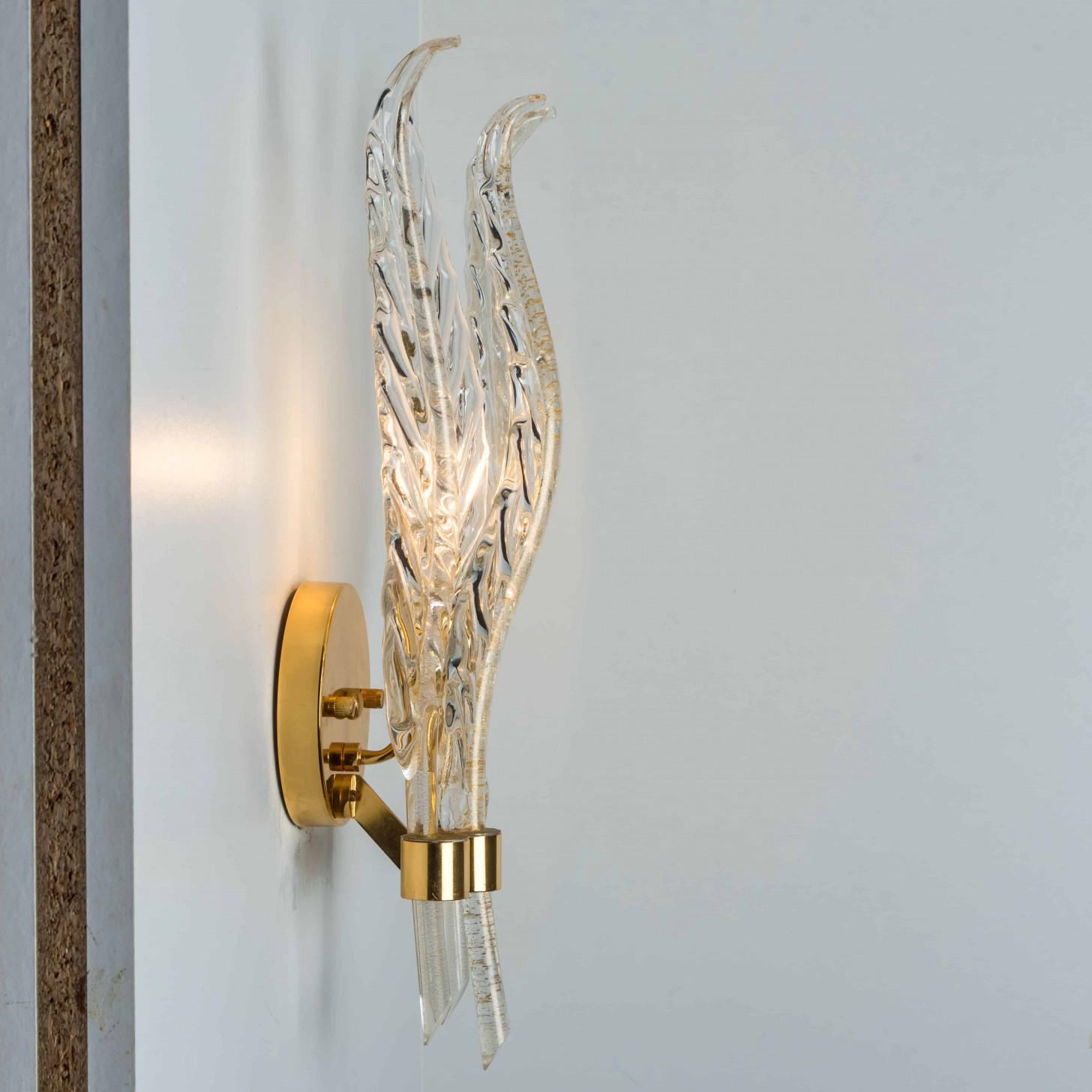 Paire d'appliques murales en feuilles de verre mi-siècle, style Barovier, 1960 en vente 8