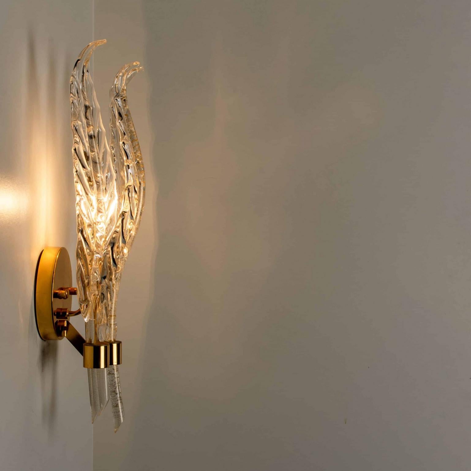 Paire d'appliques murales en feuilles de verre mi-siècle, style Barovier, 1960 en vente 9