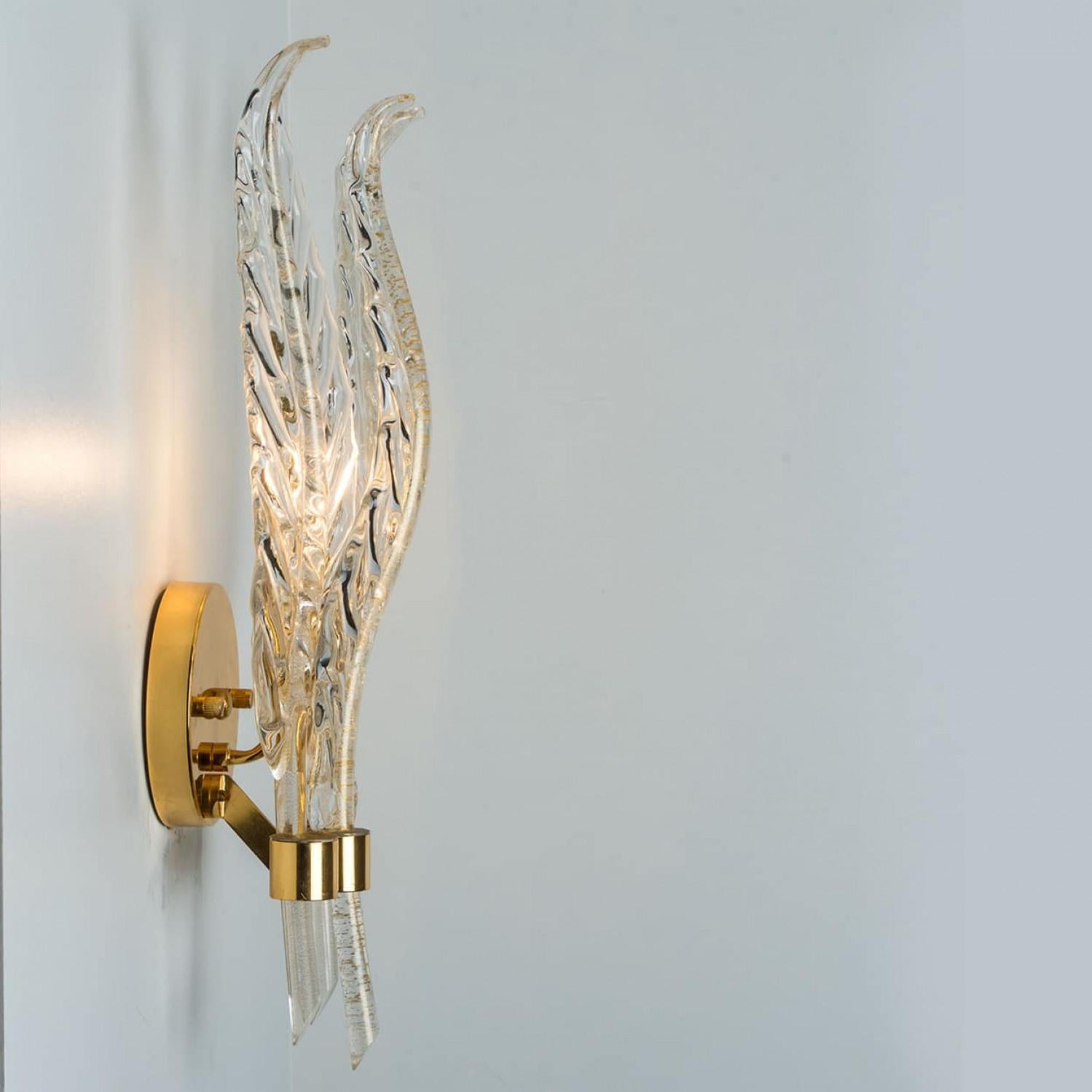 Paire d'appliques murales en feuilles de verre mi-siècle, style Barovier, 1960 en vente 10