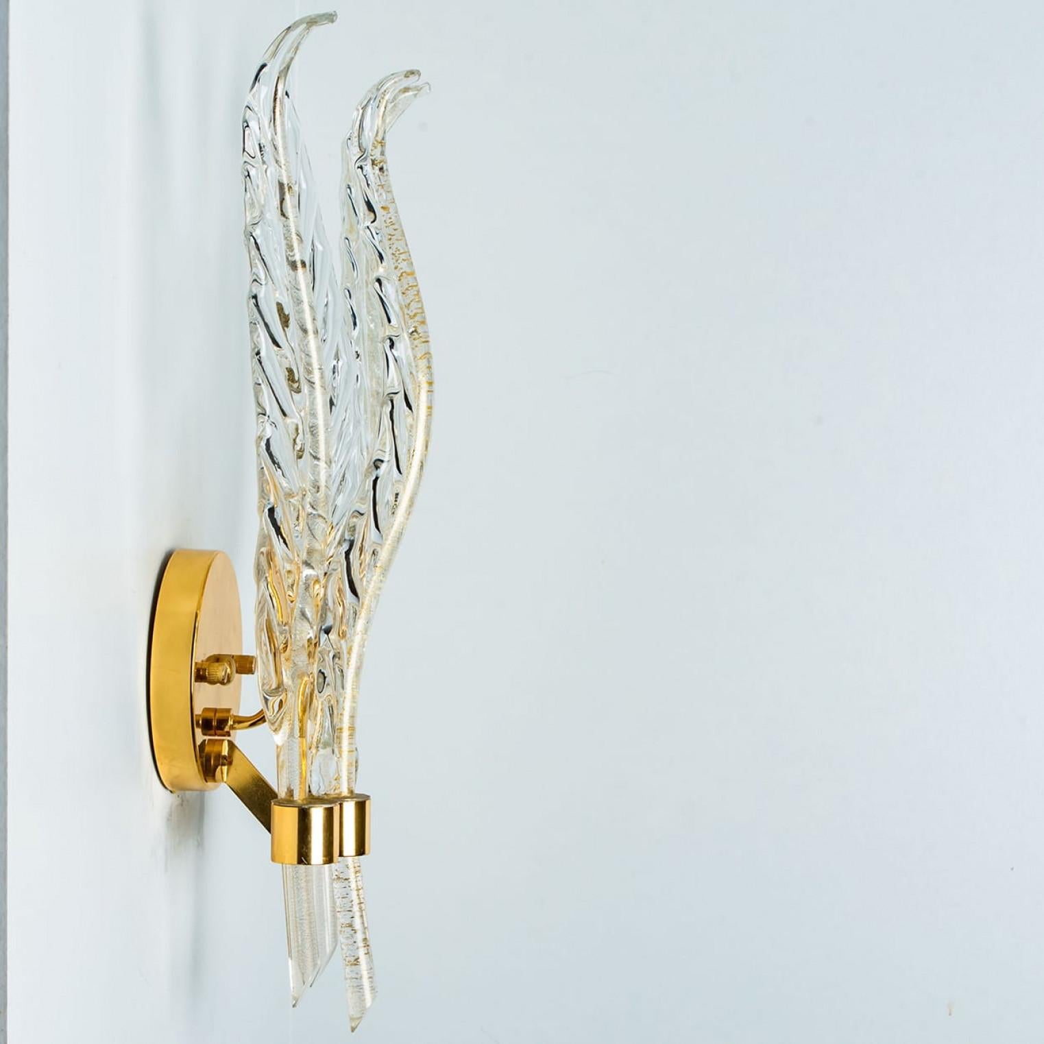 Paire d'appliques murales en feuilles de verre mi-siècle, style Barovier, 1960 en vente 11