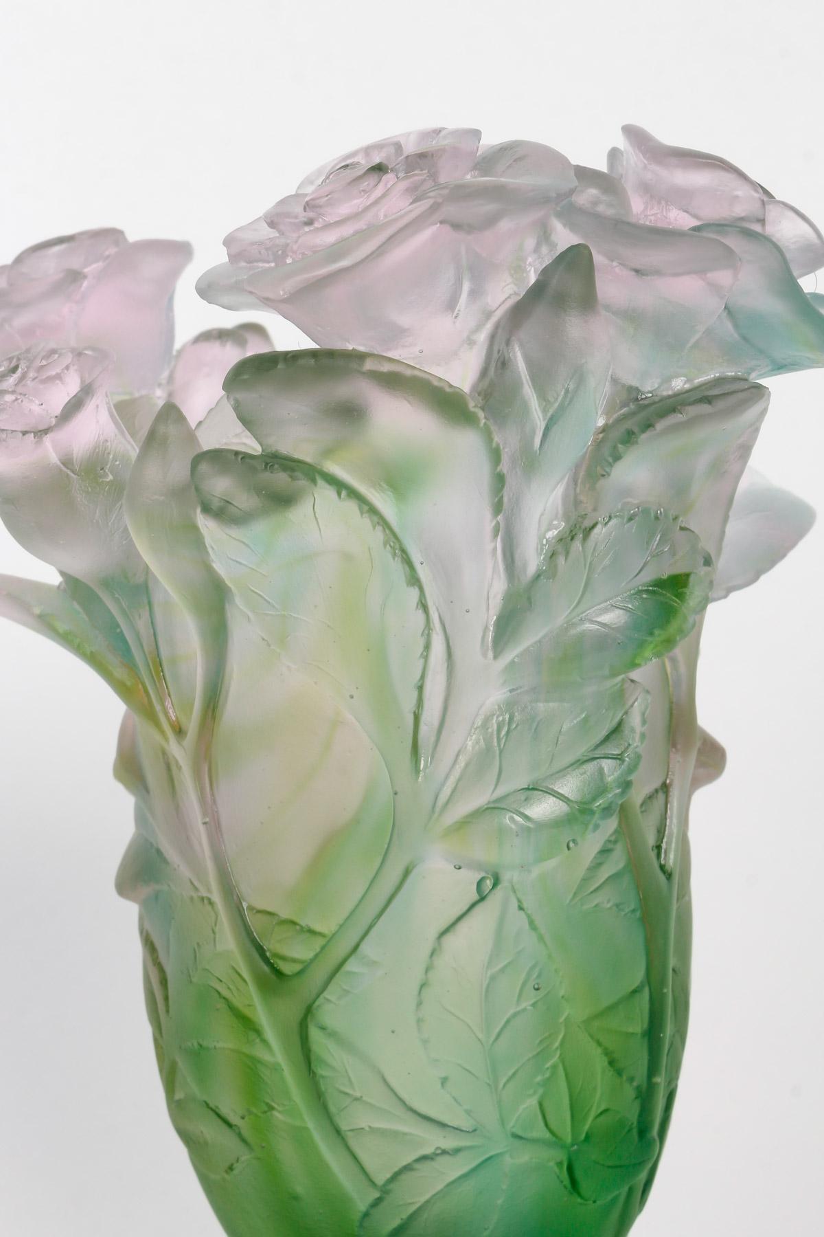 20th Century Pair of Glass Leg Vases by Daum France