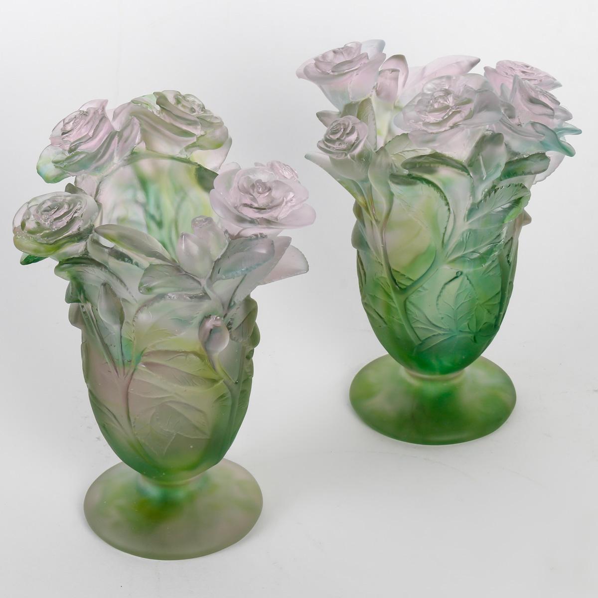 Pair of Glass Leg Vases by Daum France 3