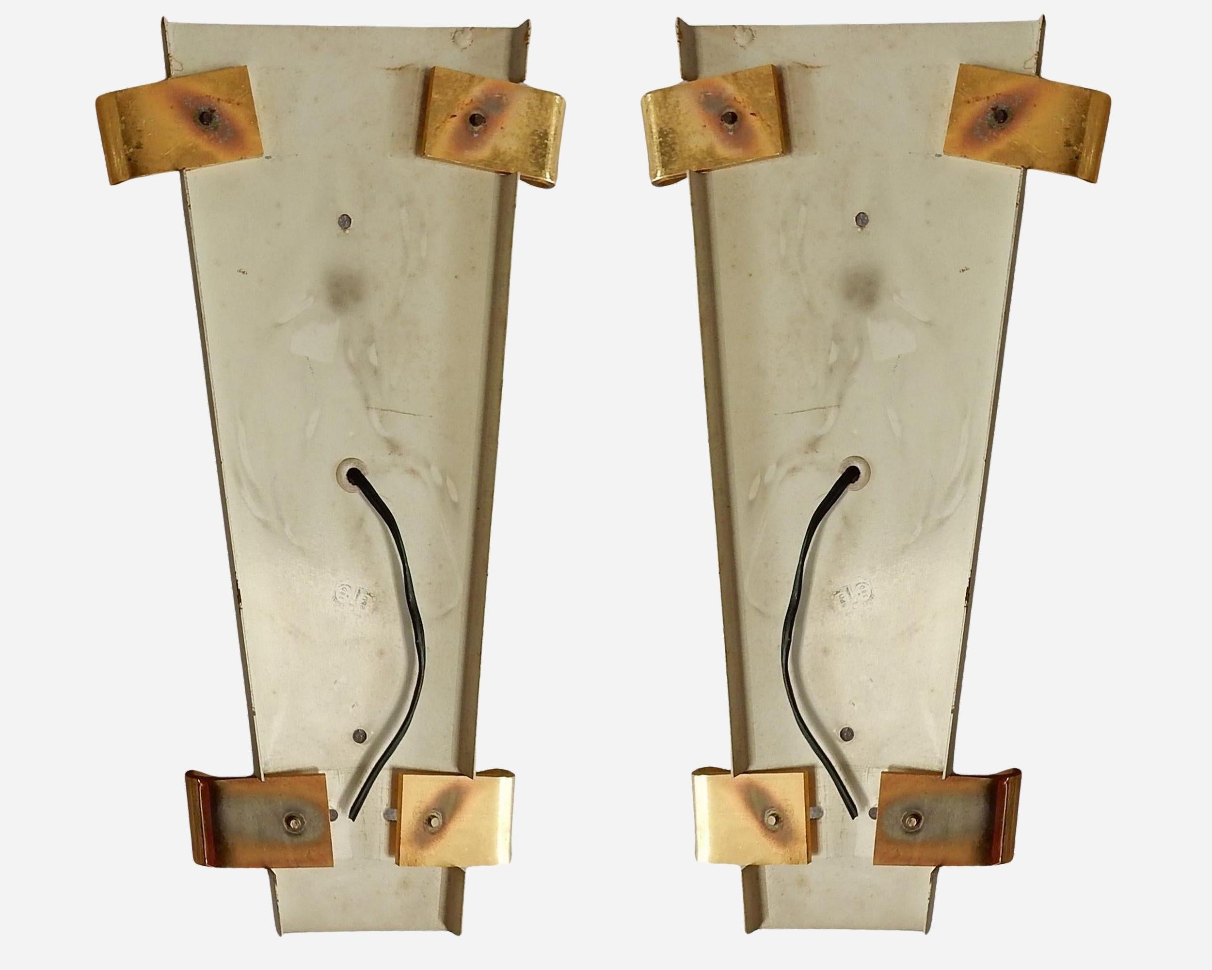 Doré Paire d'appliques en verre, Editions Maison Arlus, Paris, France, vers 1960