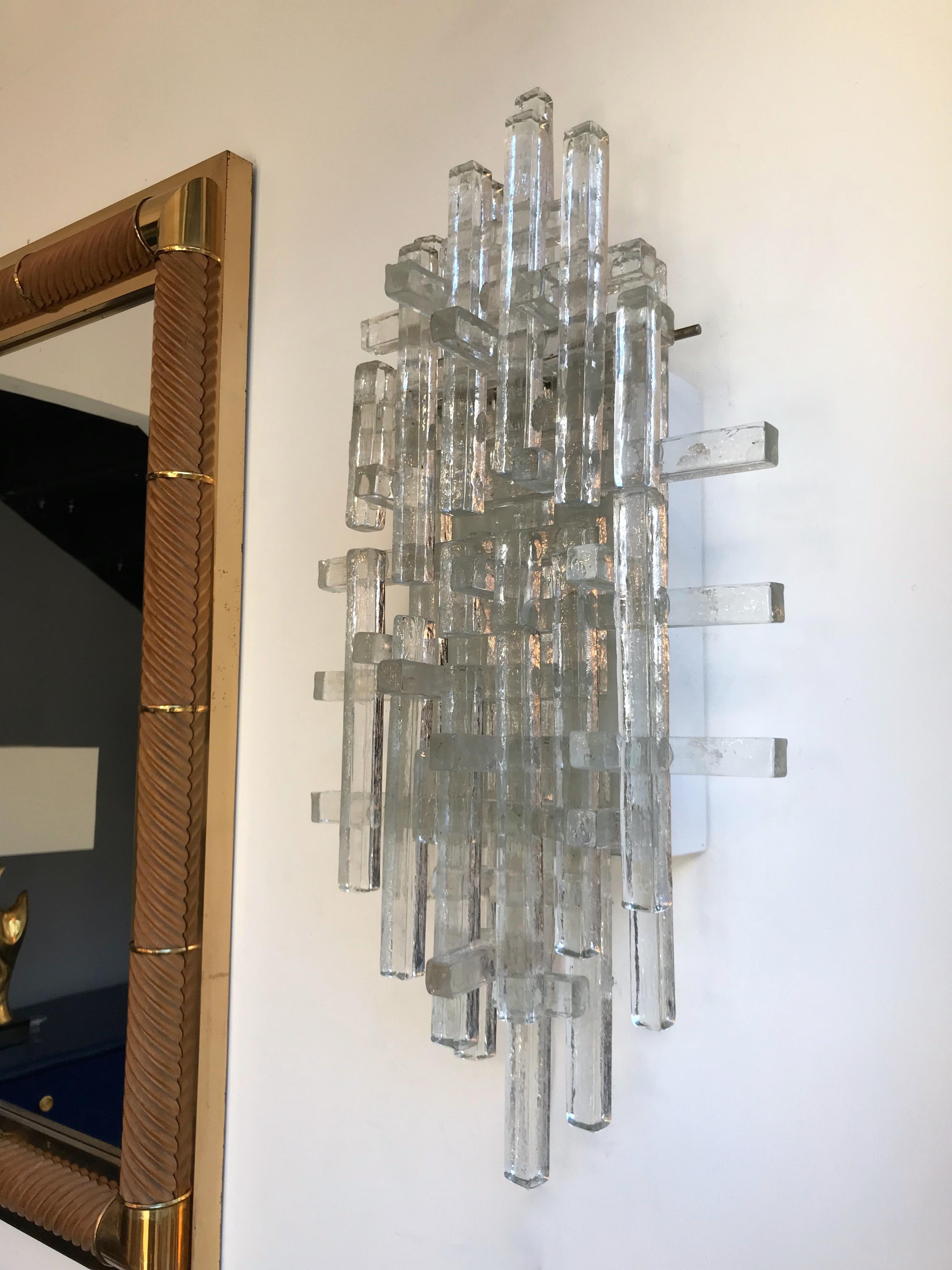 Pair of Glass Metal Sconces by Poliarte. Italy, 1970s 3