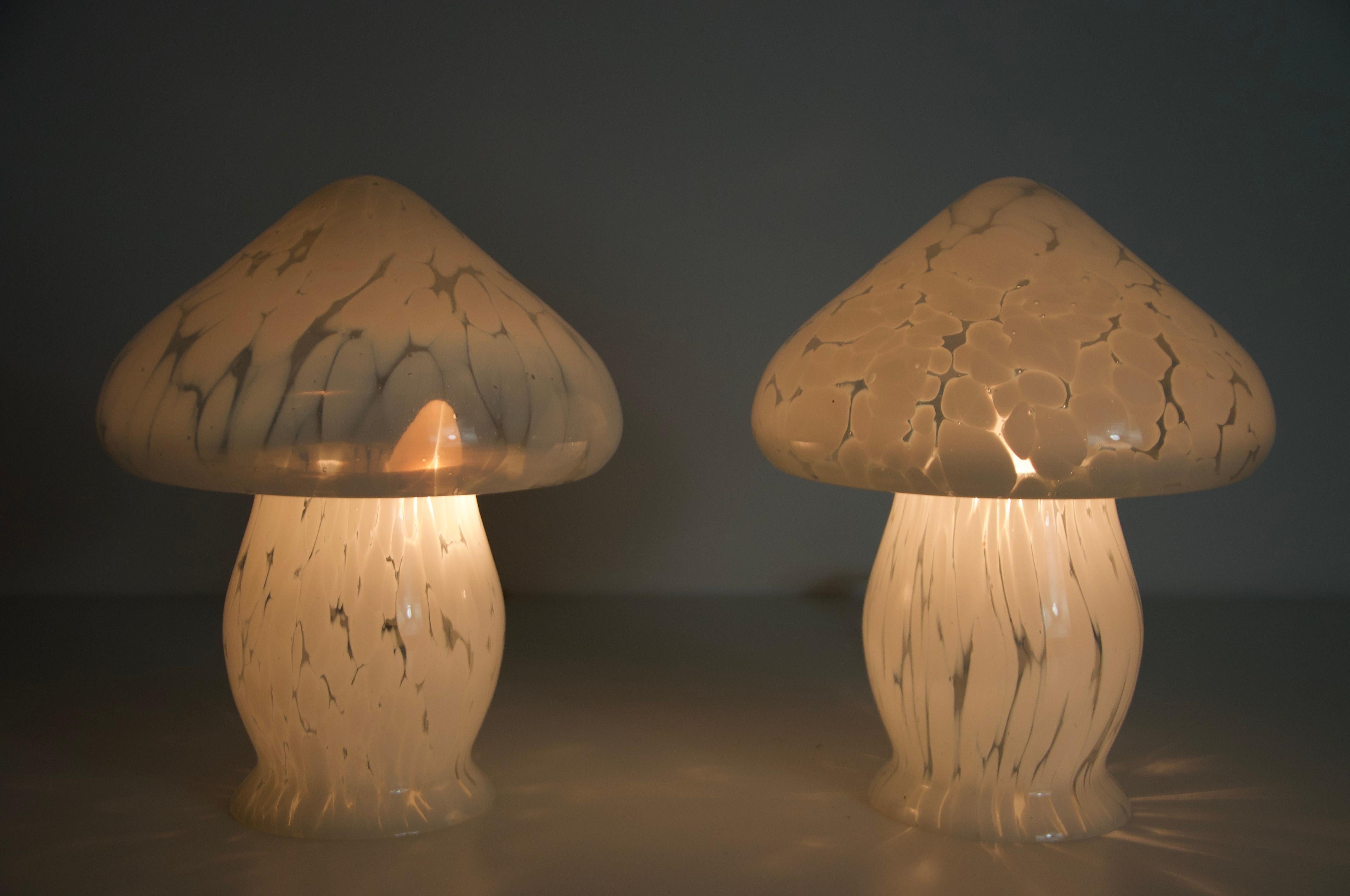 Pair of Glass Mushroom Table Lamps by Limburg, Germany, 1970s en vente 4