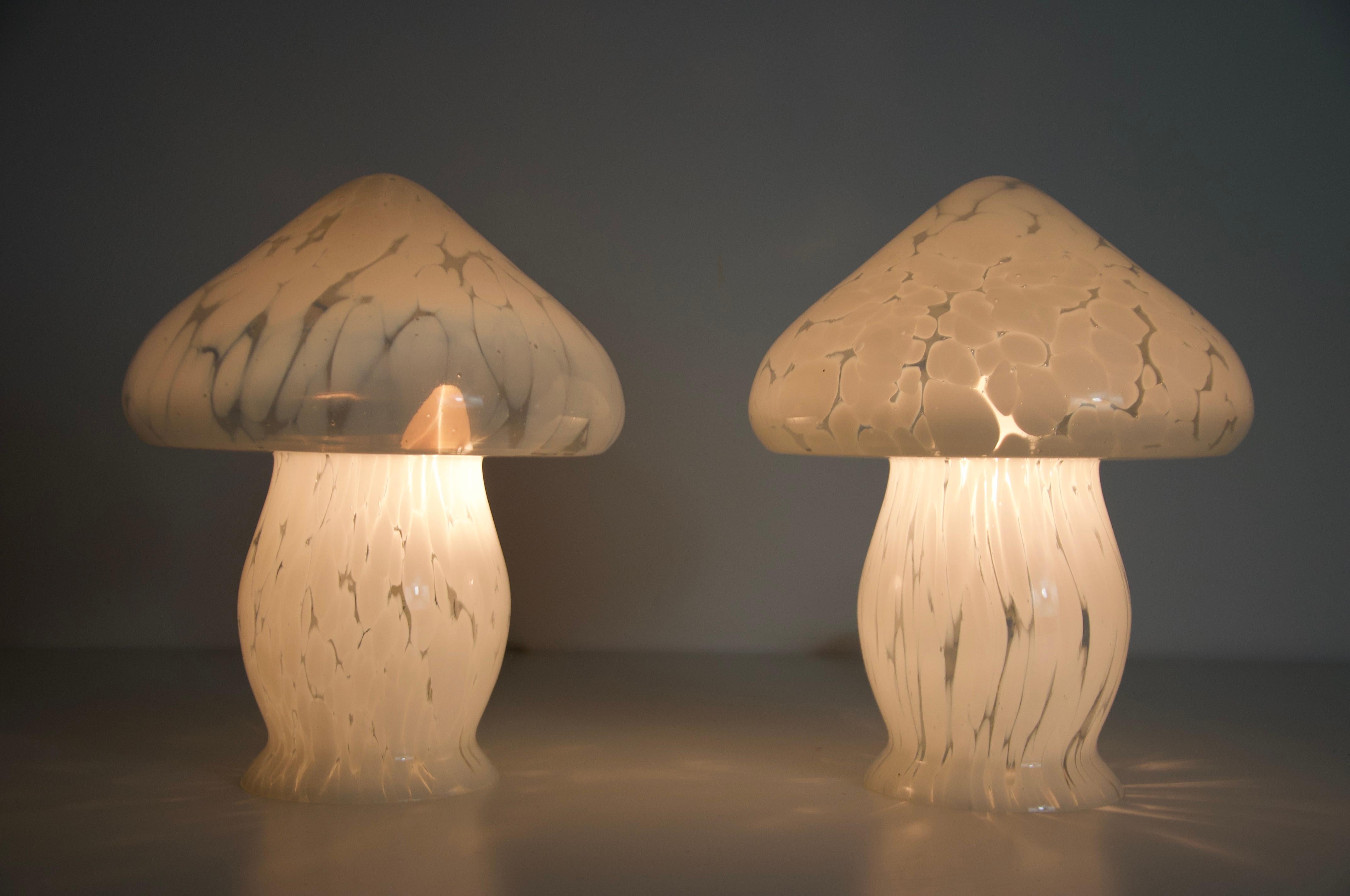 Pair of Glass Mushroom Table Lamps by Limburg, Germany, 1970s en vente 1