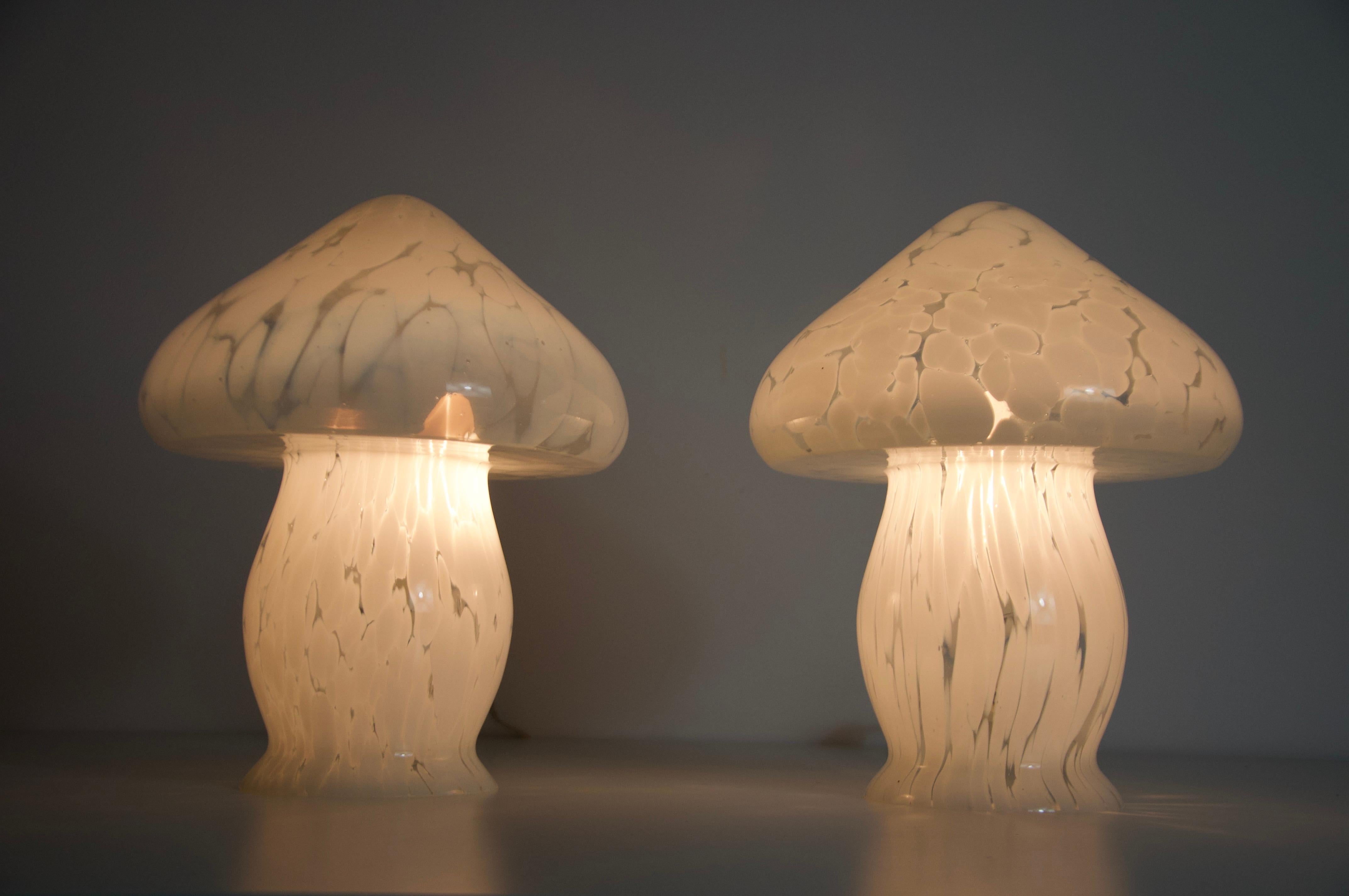 Pair of Glass Mushroom Table Lamps by Limburg, Germany, 1970s en vente 2