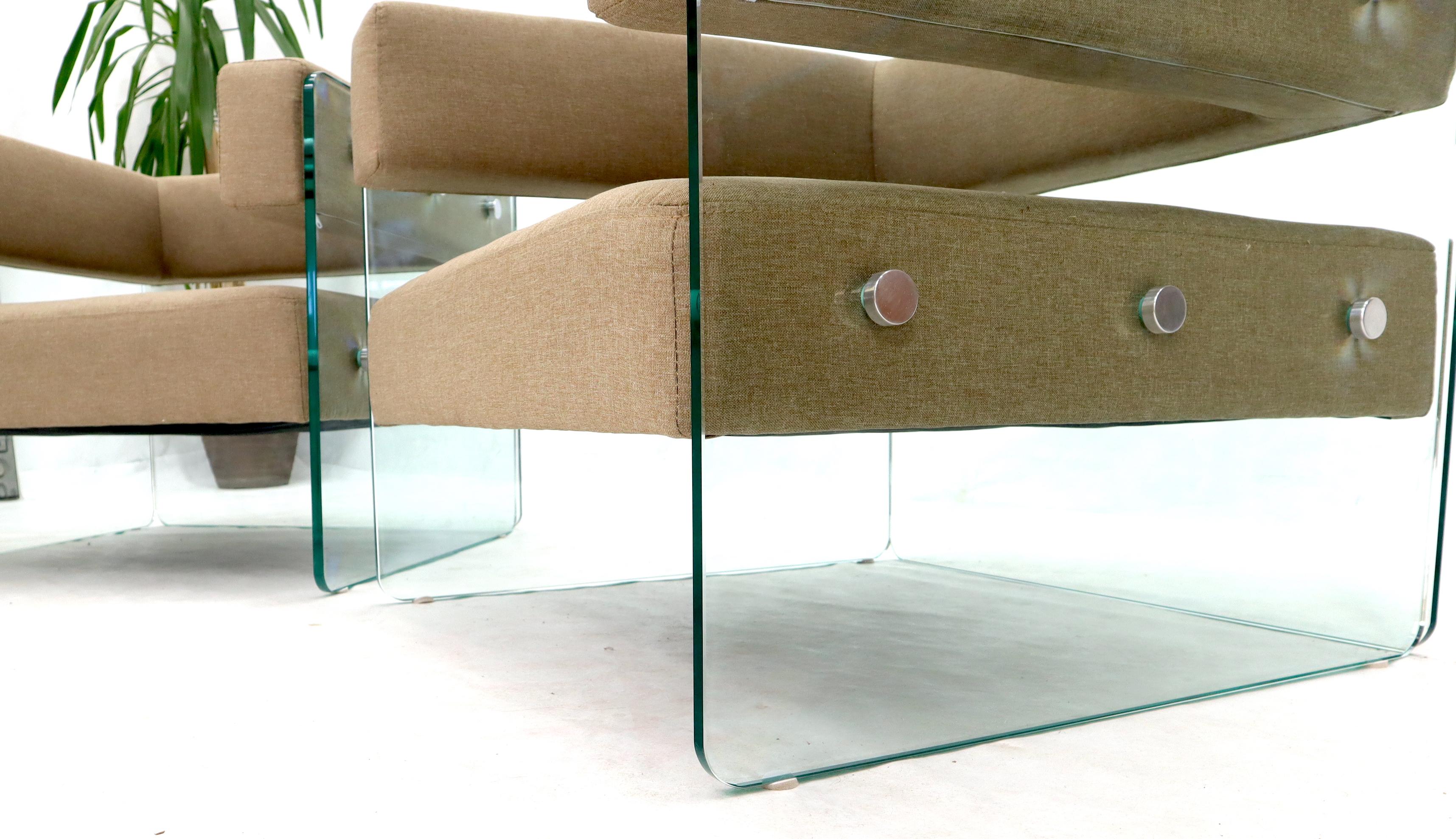 Verre Paire de fauteuils de salon en forme de cube avec cadres en verre en vente