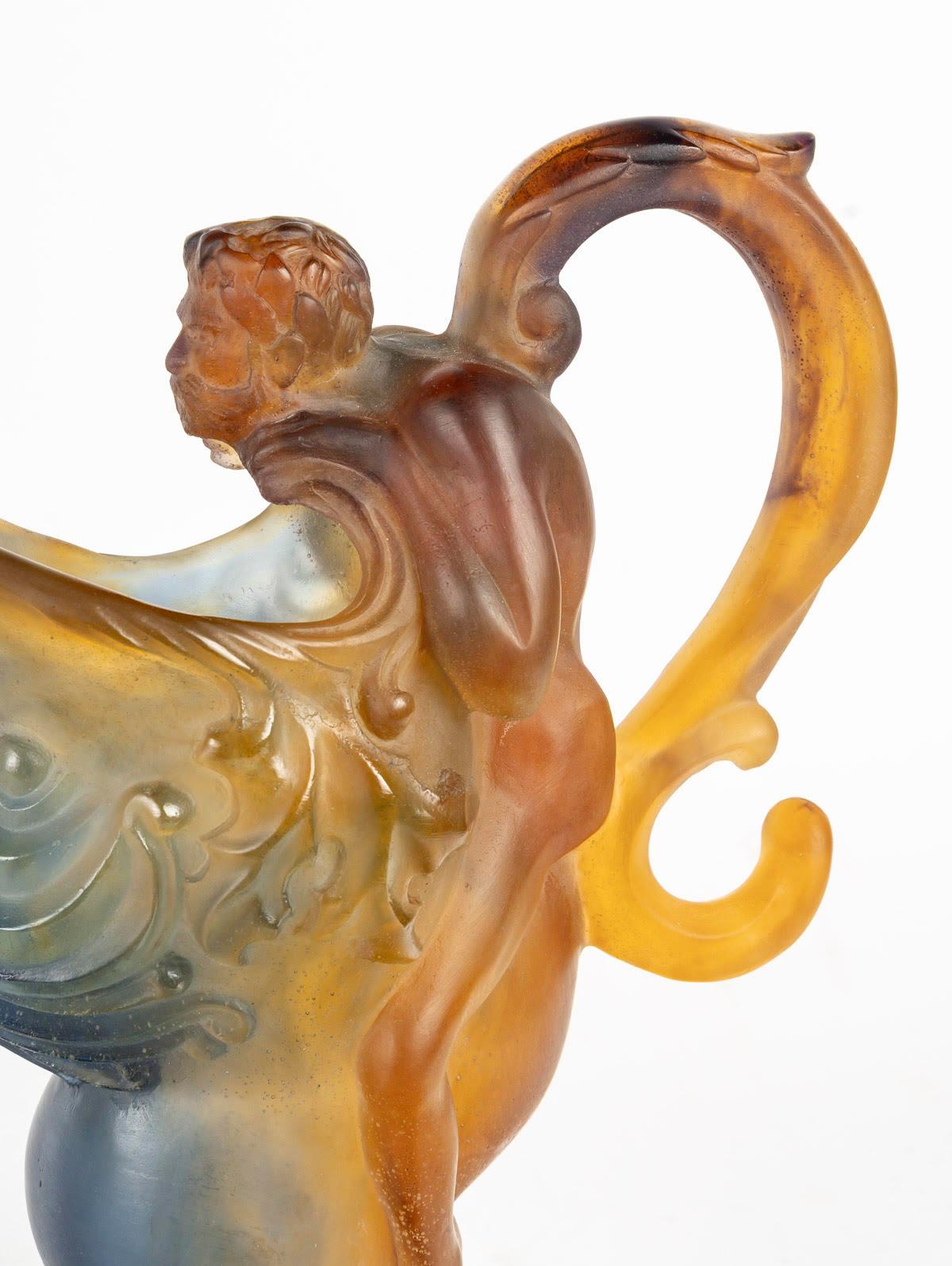 Pair of Glass Paste Jugs by Daum, Art Nouveau Style, 20th Century. 5