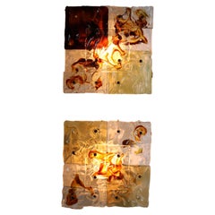 Pair of glass Patchwork wall lamps by Toni Zuccheri for Venini