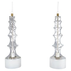 Pair of Glass Pendant Lights, 1960s